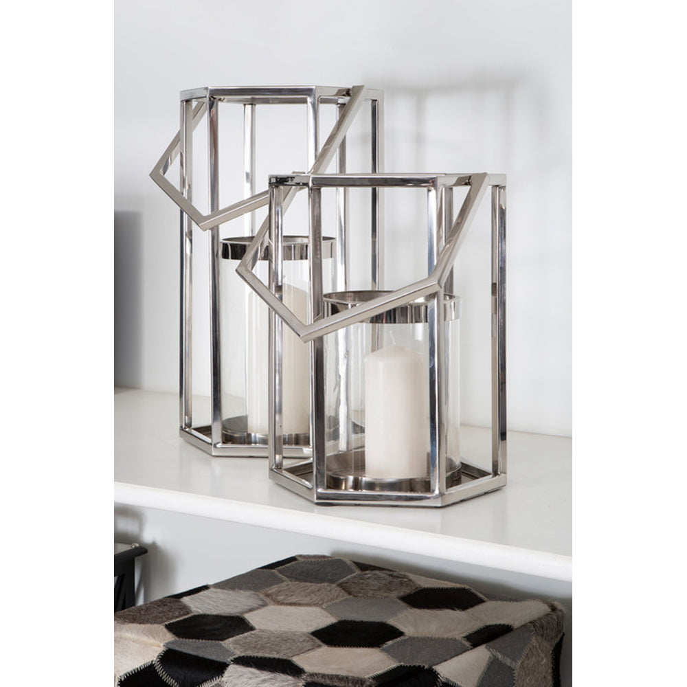 Product photograph of Olivia S Luxe Collection - Hexagonal Silver Lantern Large from Olivia's.