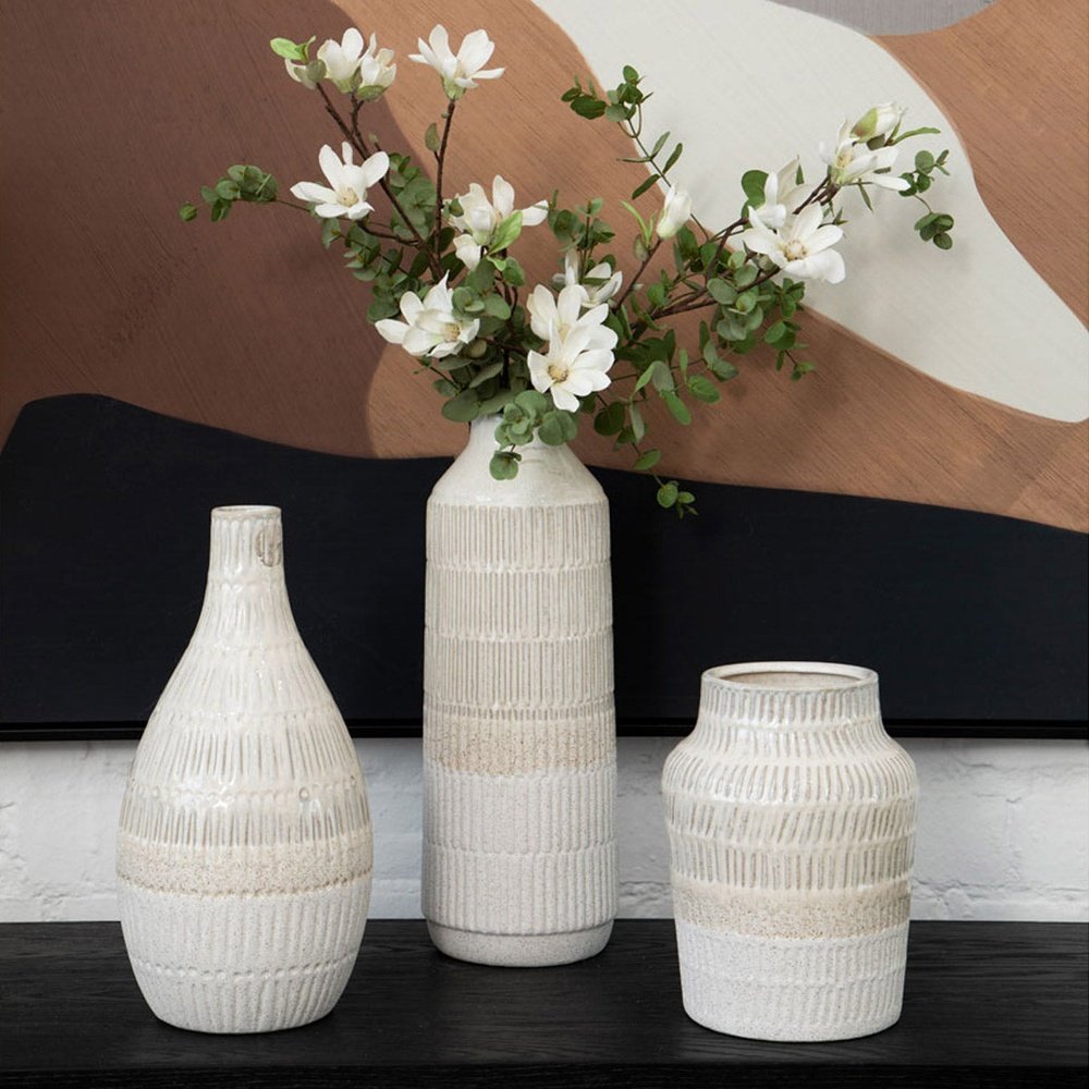 Product photograph of Olivia S Stefi Small Stoneware Vase In White from Olivia's.