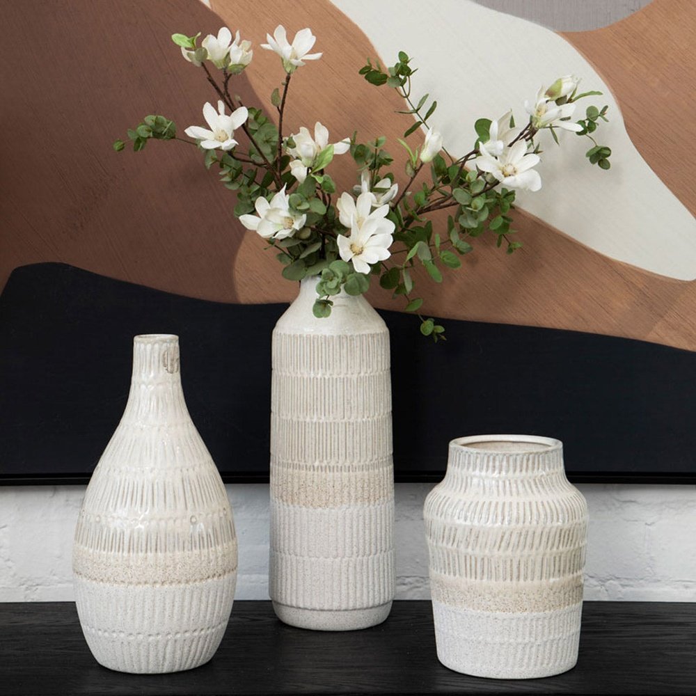 Product photograph of Olivia S Stefi Large Vase Stoneware In White from Olivia's.