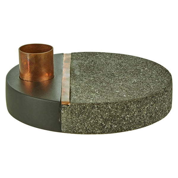 Product photograph of Olivia S Petra K Lava Stone Candle Holder Copper Finish Grey And Blac from Olivia's