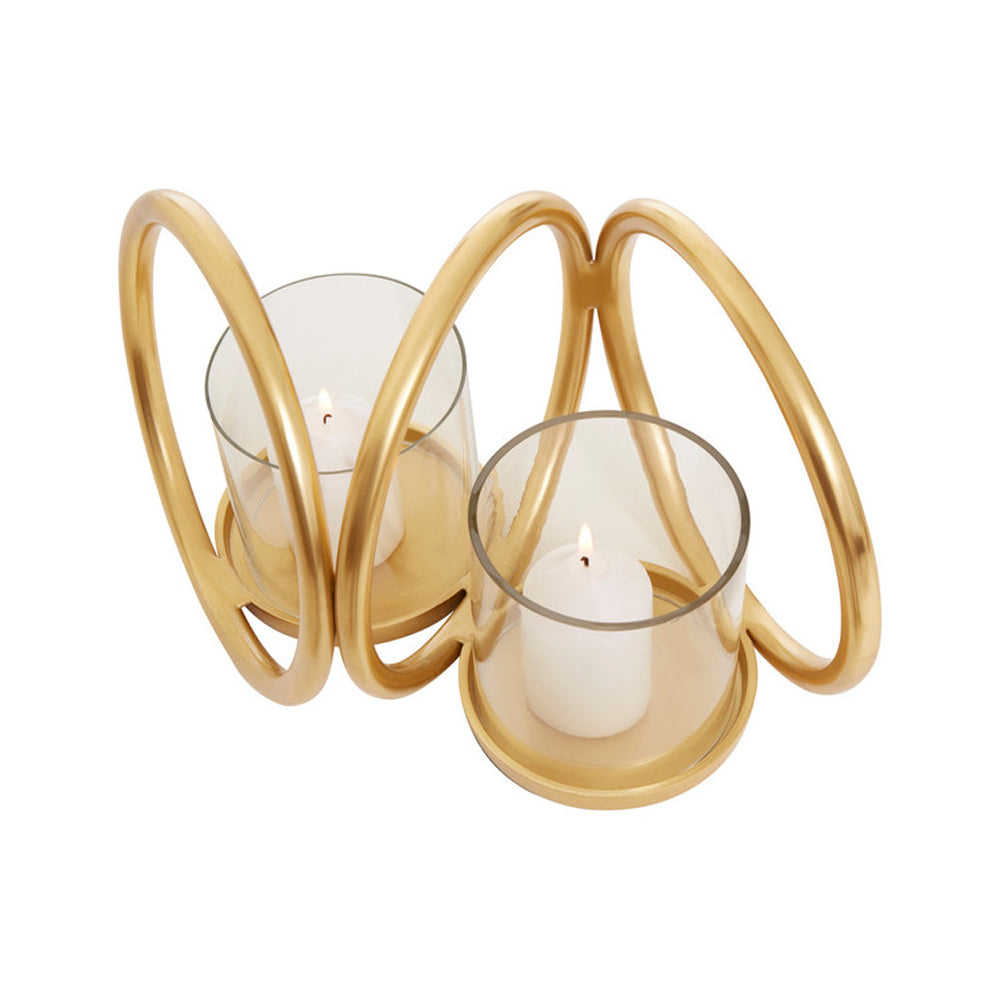 Product photograph of Olivia S Boutique Hotel Collection - Double Ring Gold Candle Holder Small from Olivia's.