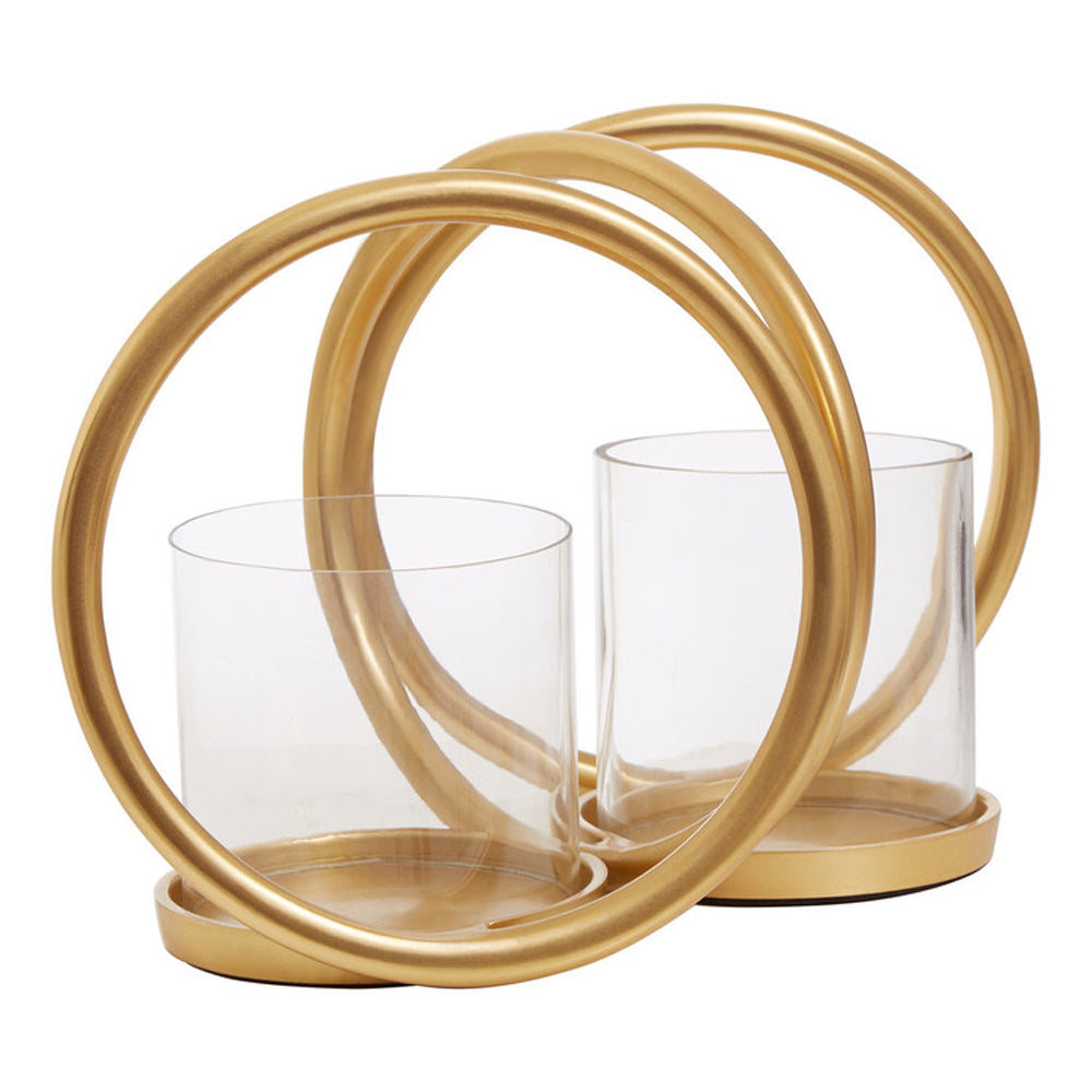 Product photograph of Olivia S Boutique Hotel Collection - Double Ring Gold Candle Holder Small from Olivia's.
