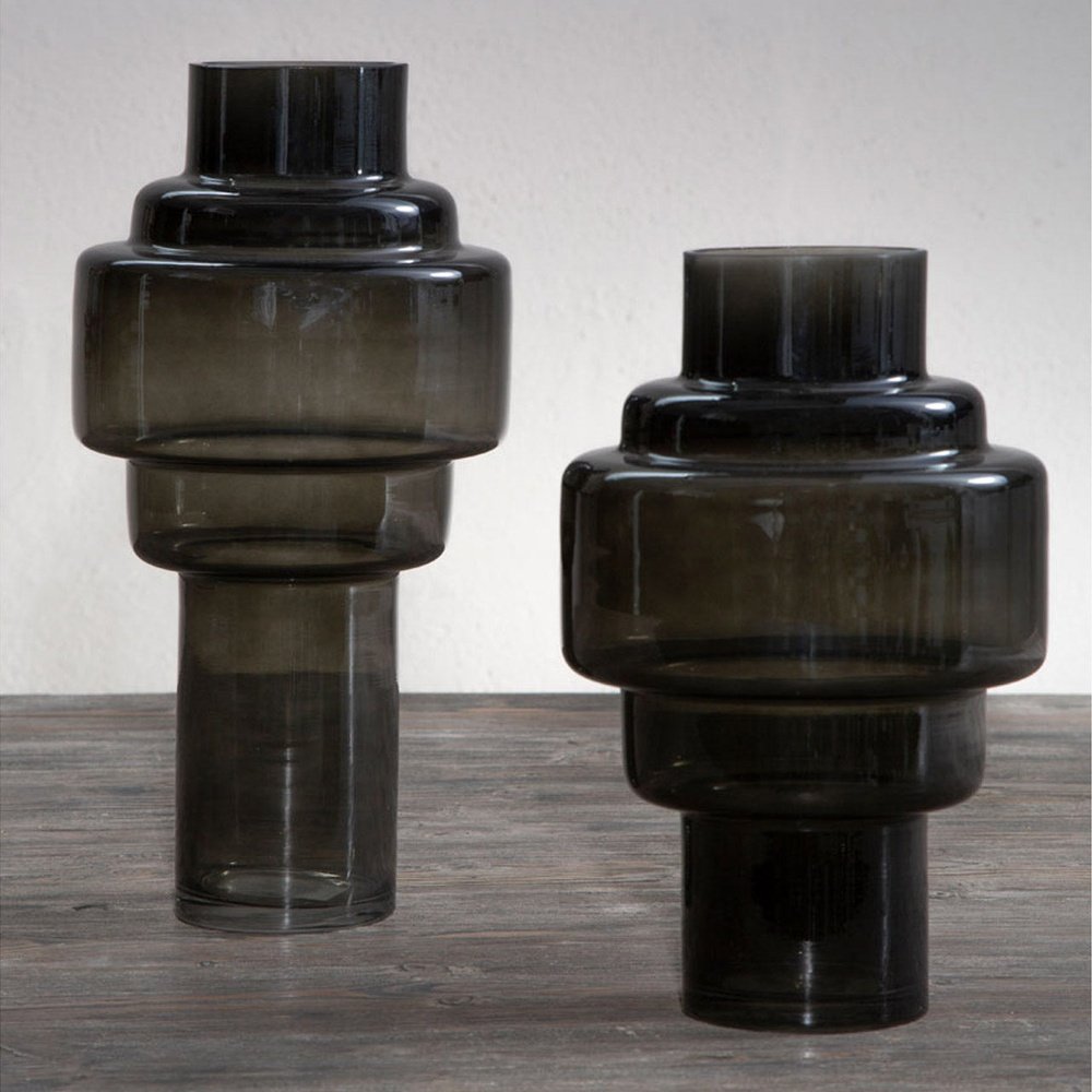 Product photograph of Olivia S Cadence Small Glass Vase In Black Smoke from Olivia's.