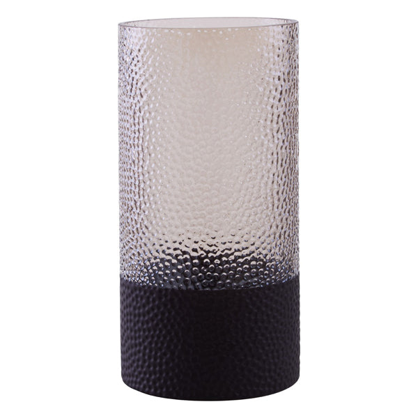 Olivias Cova Embossed Glass Vase Smoked And Black Small