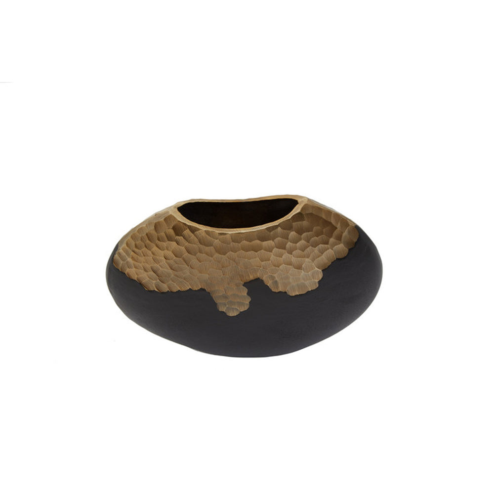 Product photograph of Olivia S Luxe Collection - Black And Gold Round Dimpled Vase Small from Olivia's.