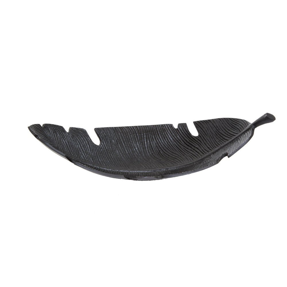 Product photograph of Olivia S Penelope Curved Leaf Dish In Black from Olivia's.