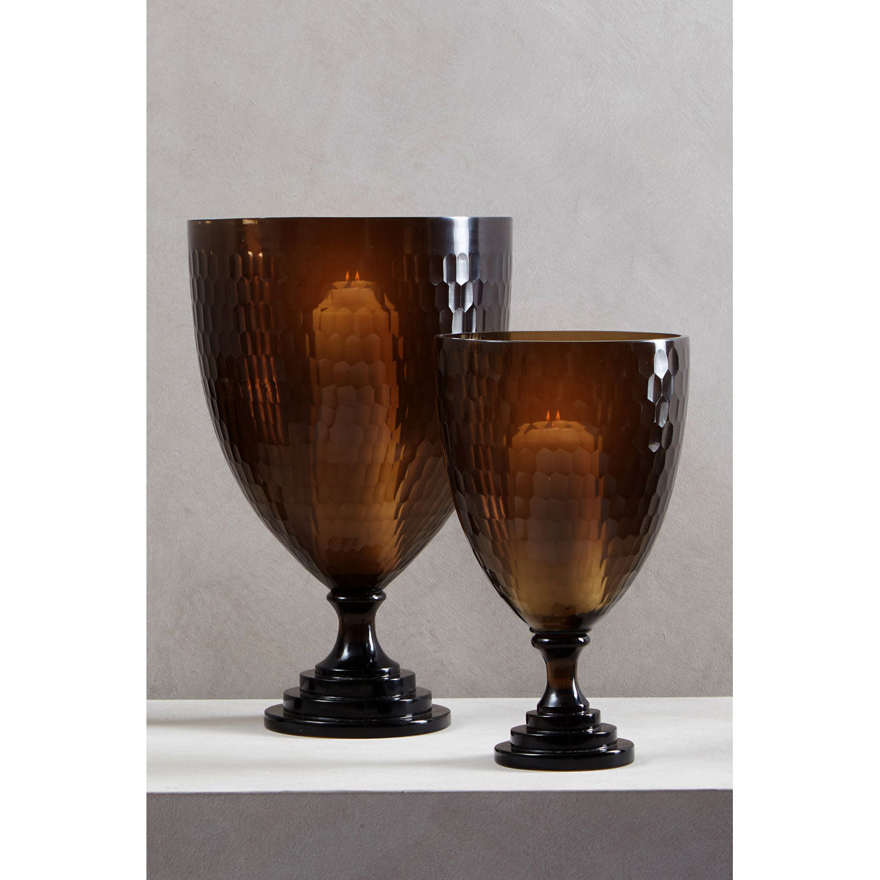 Product photograph of Olivia S Cortina Hurricane Candle Holder Brown Large from Olivia's.