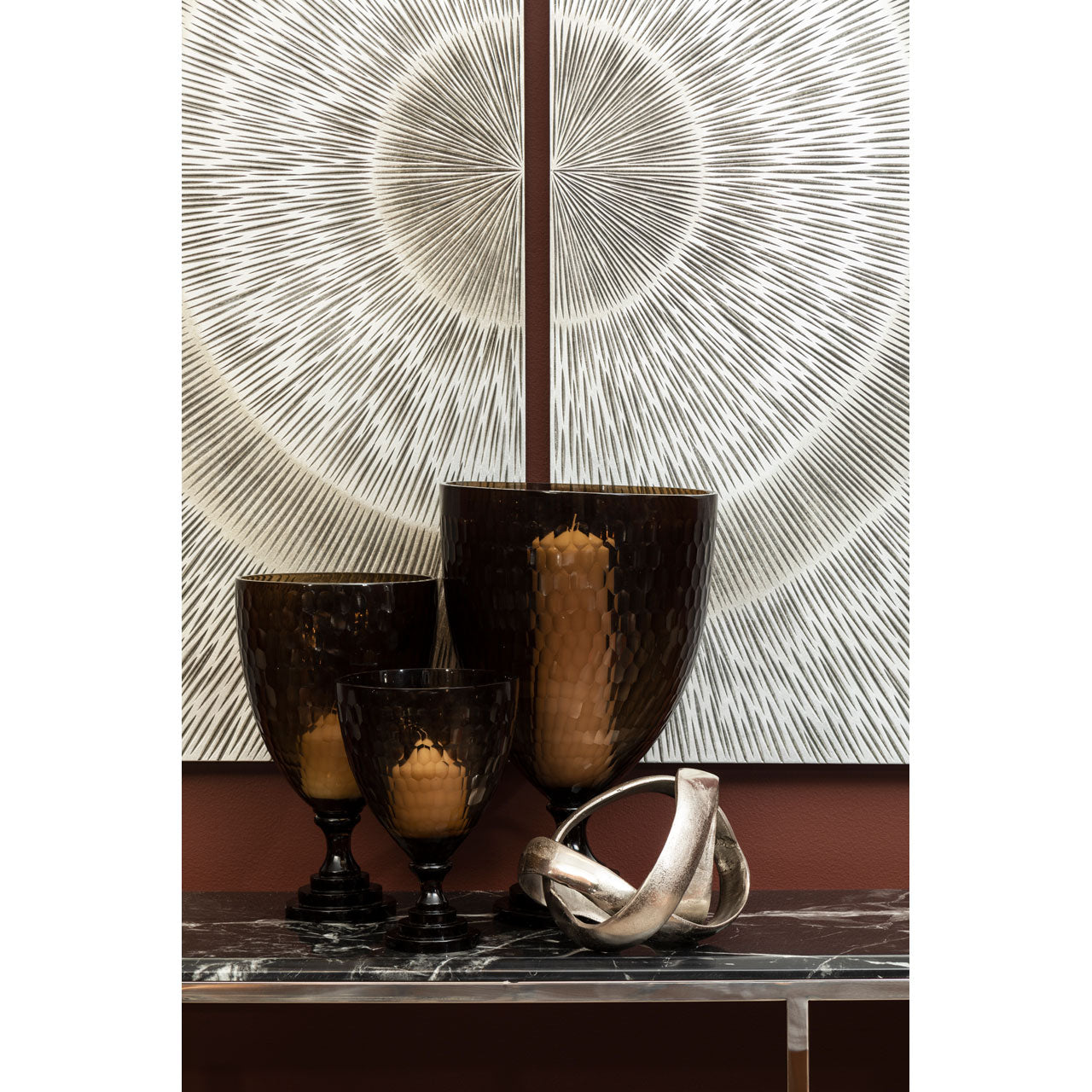 Product photograph of Olivia S Cortina Hurricane Candle Holder Brown Large from Olivia's.