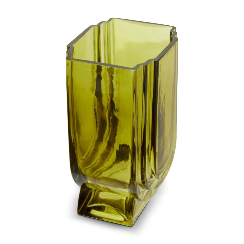 Product photograph of Olivia S Eden Small Glass Vase In Olive Green from Olivia's.