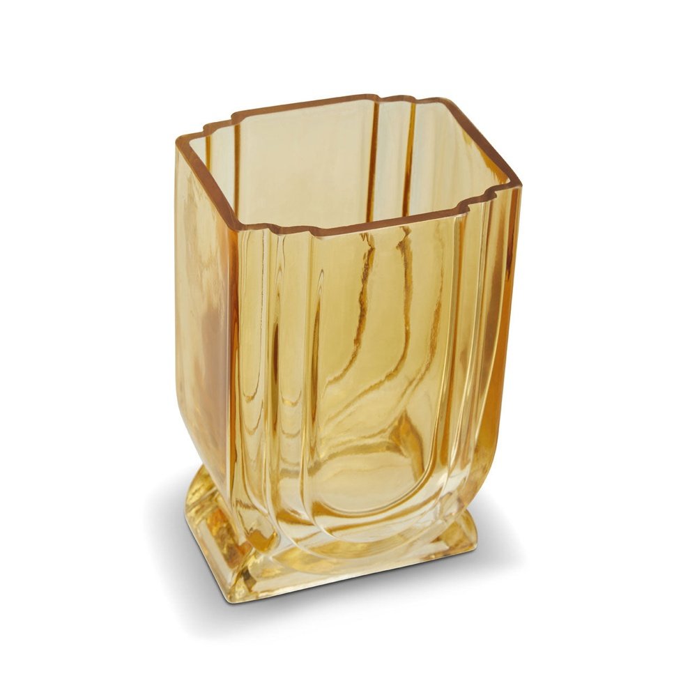 Product photograph of Olivia S Eden Small Glass Vase In Ochre Yellow from Olivia's.