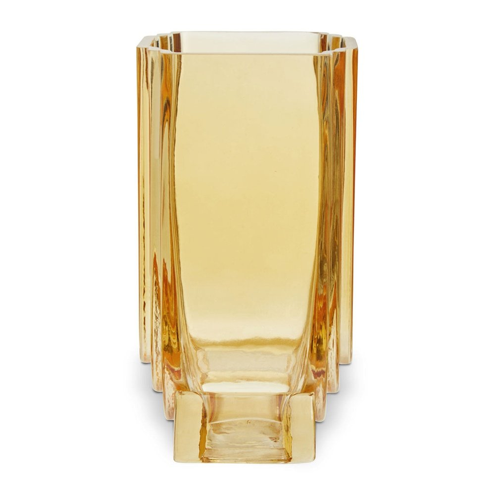 Product photograph of Olivia S Eden Small Glass Vase In Ochre Yellow from Olivia's.