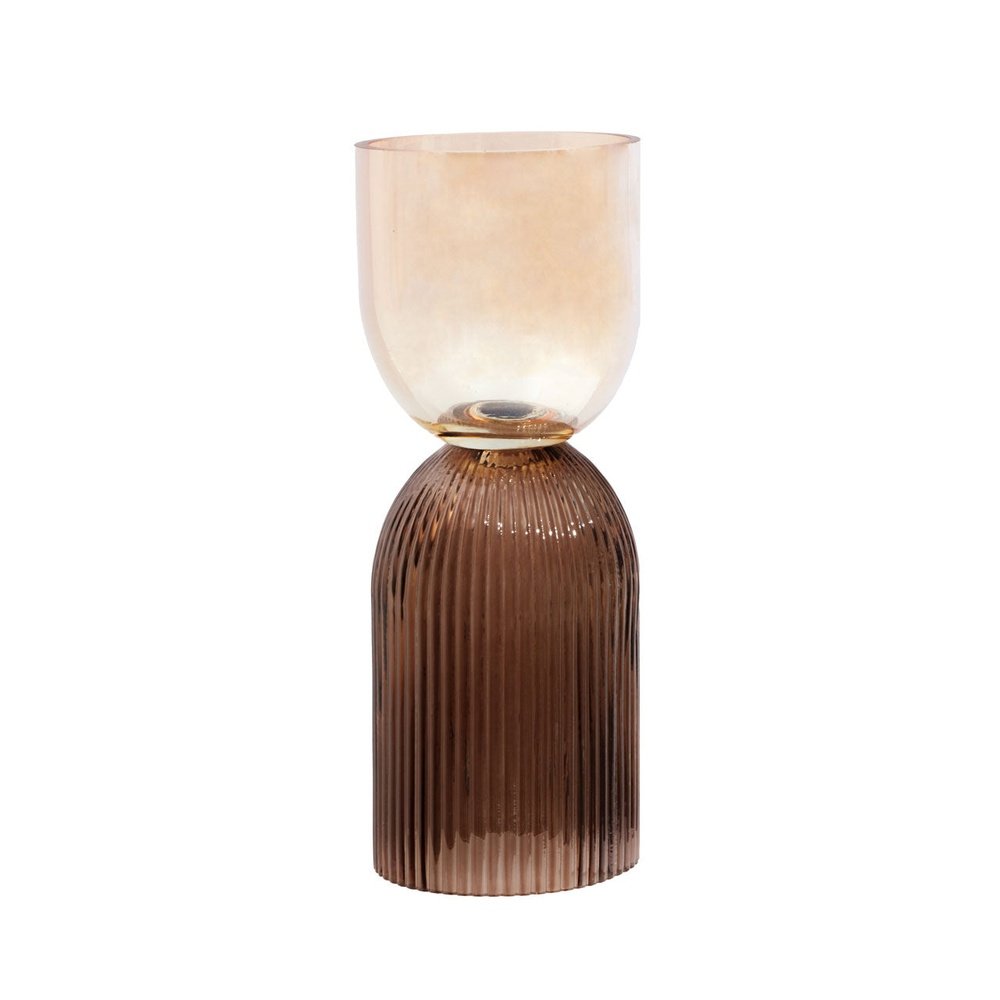 Product photograph of Olivia S Esme Small 2 Toned Glass Vase In Amber Brown from Olivia's