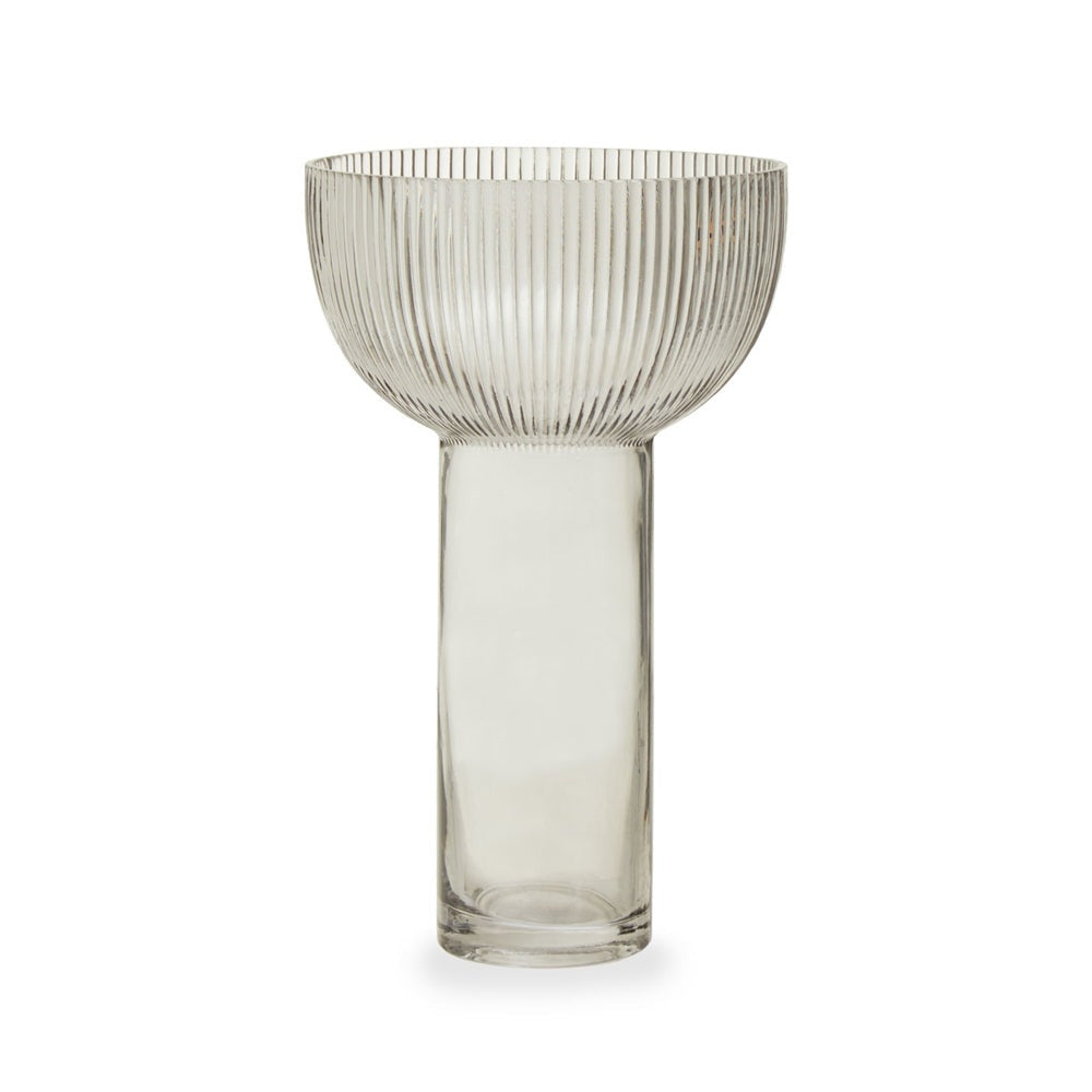 Product photograph of Olivia S Soft Industrial Collection - Esla Large Glass Vase In Grey from Olivia's