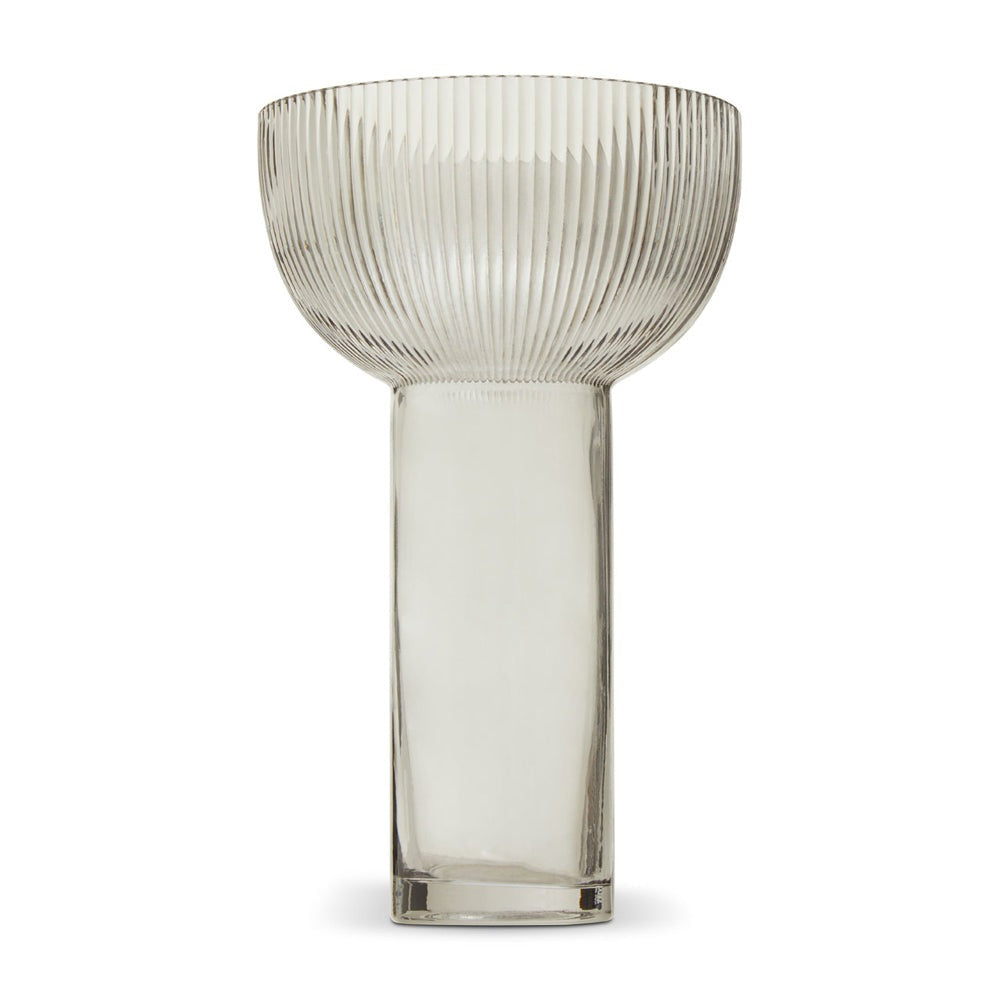 Product photograph of Olivia S Soft Industrial Collection - Esla Large Glass Vase In Grey from Olivia's.