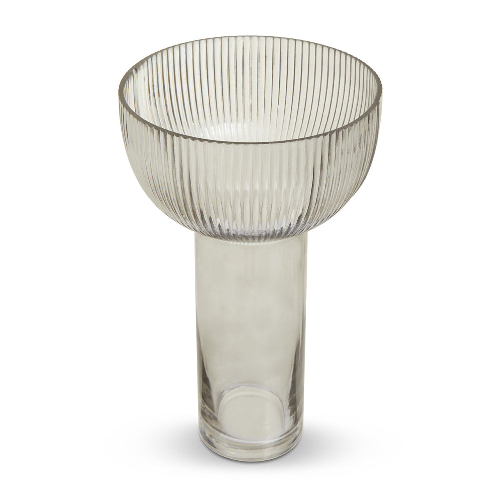 Product photograph of Olivia S Soft Industrial Collection - Esla Large Glass Vase In Grey from Olivia's.
