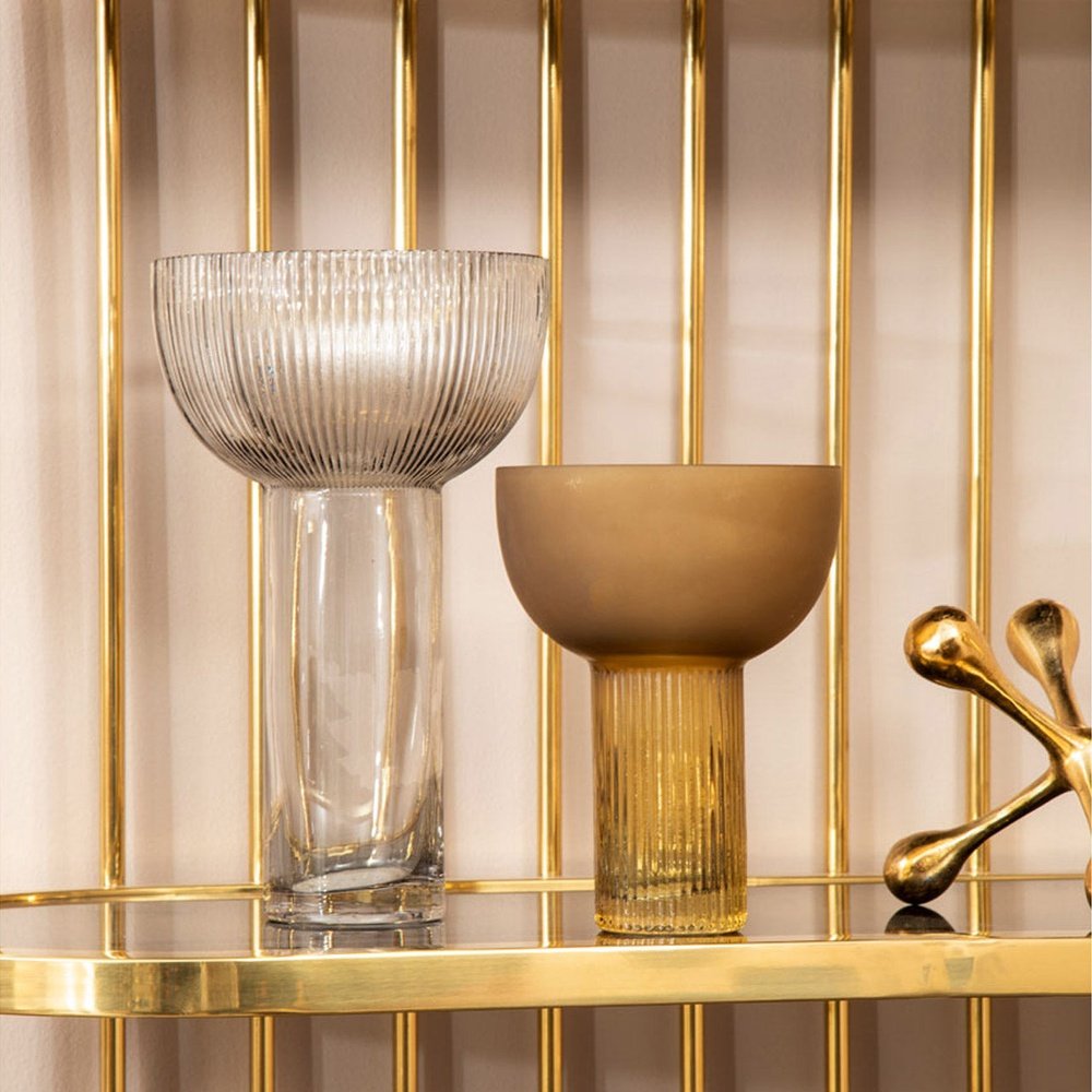 Product photograph of Olivia S Esme Small Glass Vase In Ochre from Olivia's.