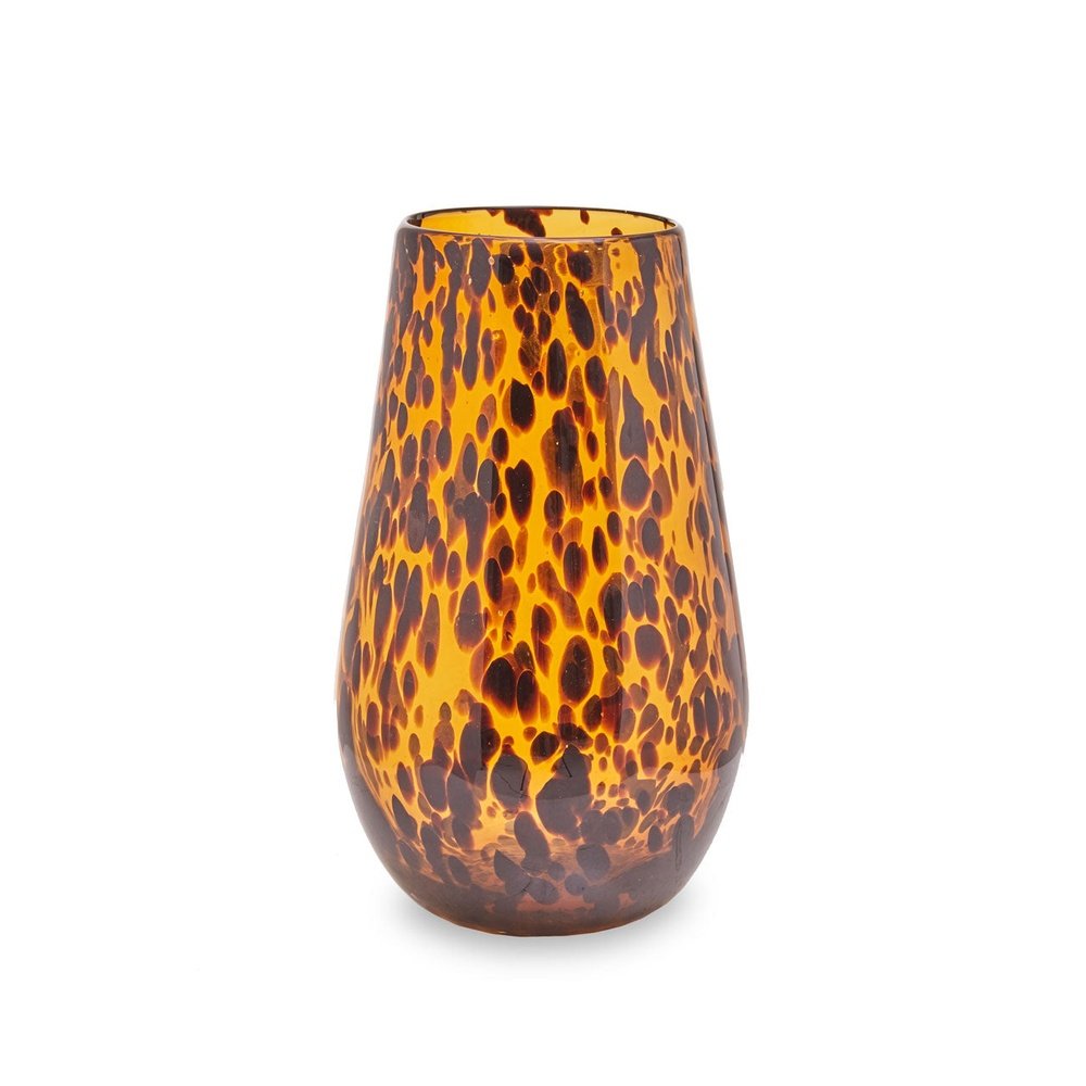 Product photograph of Olivia S Cerise Small Tortoise Shell Effect Glass Vase from Olivia's