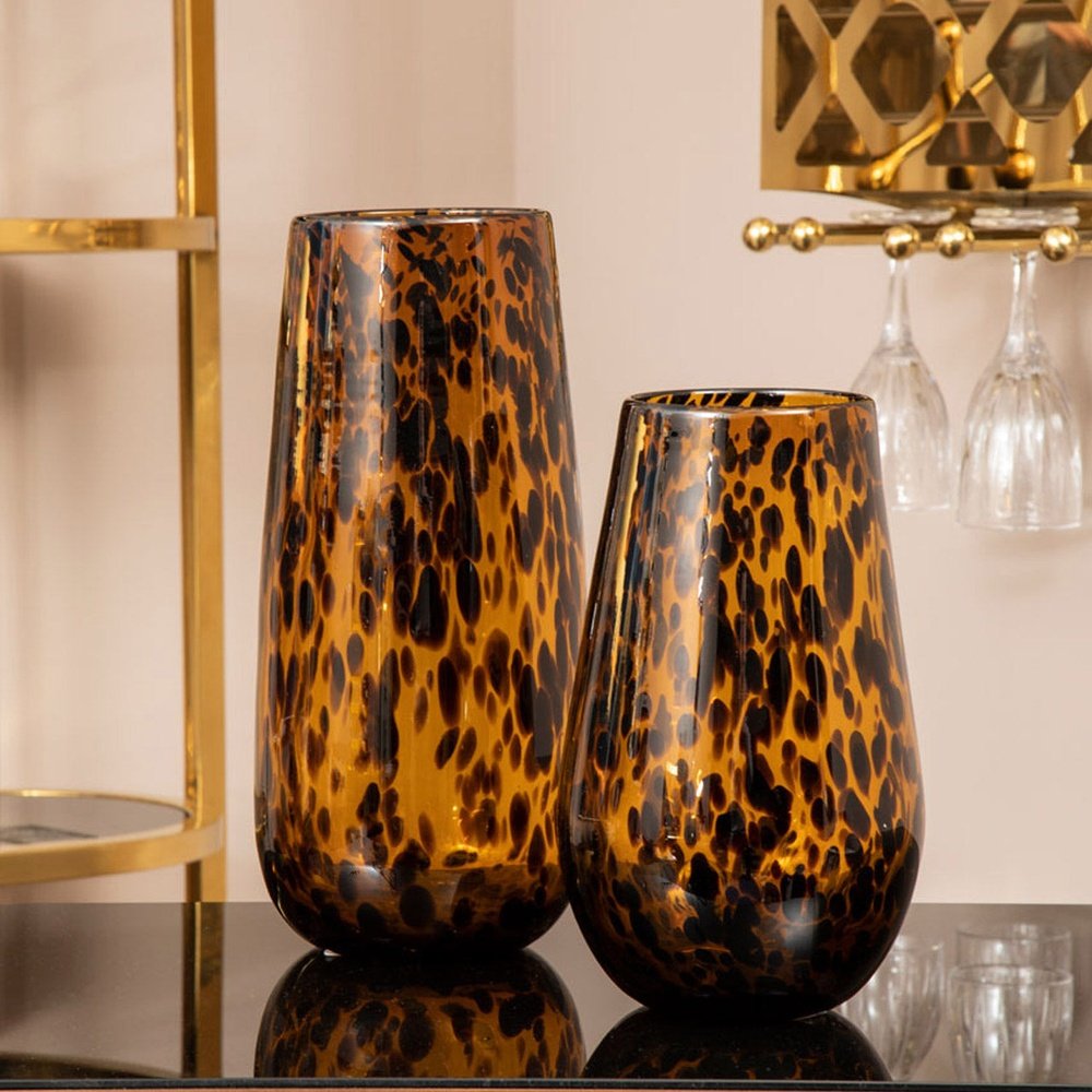 Product photograph of Olivia S Cerise Small Tortoise Shell Effect Glass Vase from Olivia's.