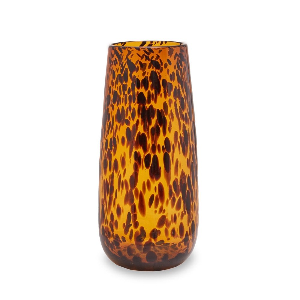 Product photograph of Olivia S Cerise Large Tortoise Shell Effect Glass Vase from Olivia's