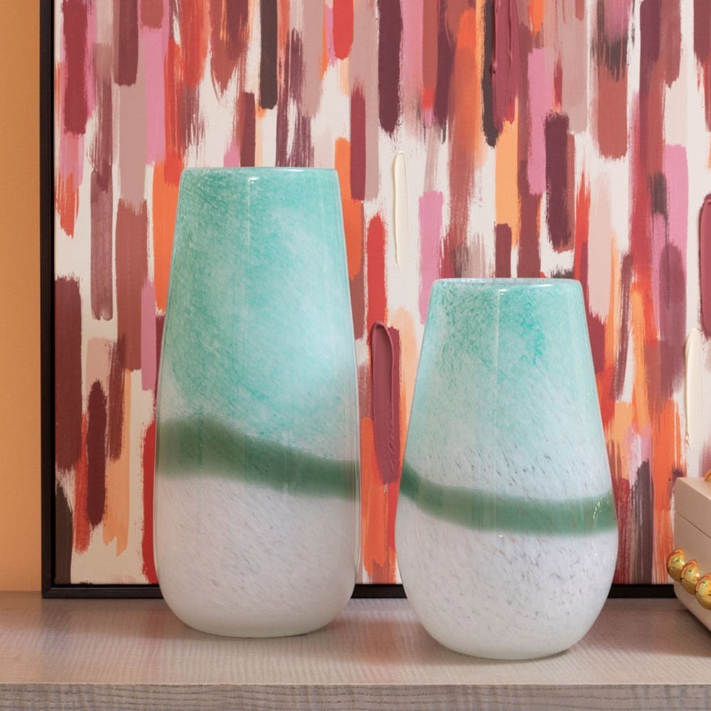 Product photograph of Olivia S Cerise Small Turquoise Ombre Glass Vase from Olivia's.