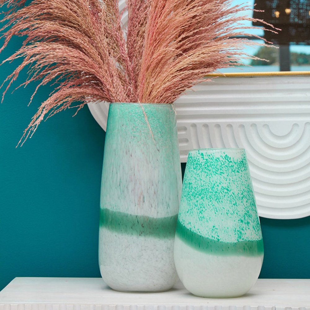 Product photograph of Olivia S Cerise Small Turquoise Ombre Glass Vase from Olivia's.