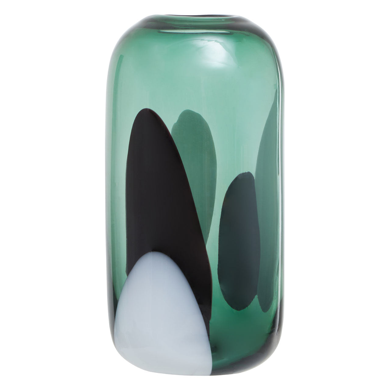 Product photograph of Olivia S Hannah Small Glass Vase In Green Black White from Olivia's
