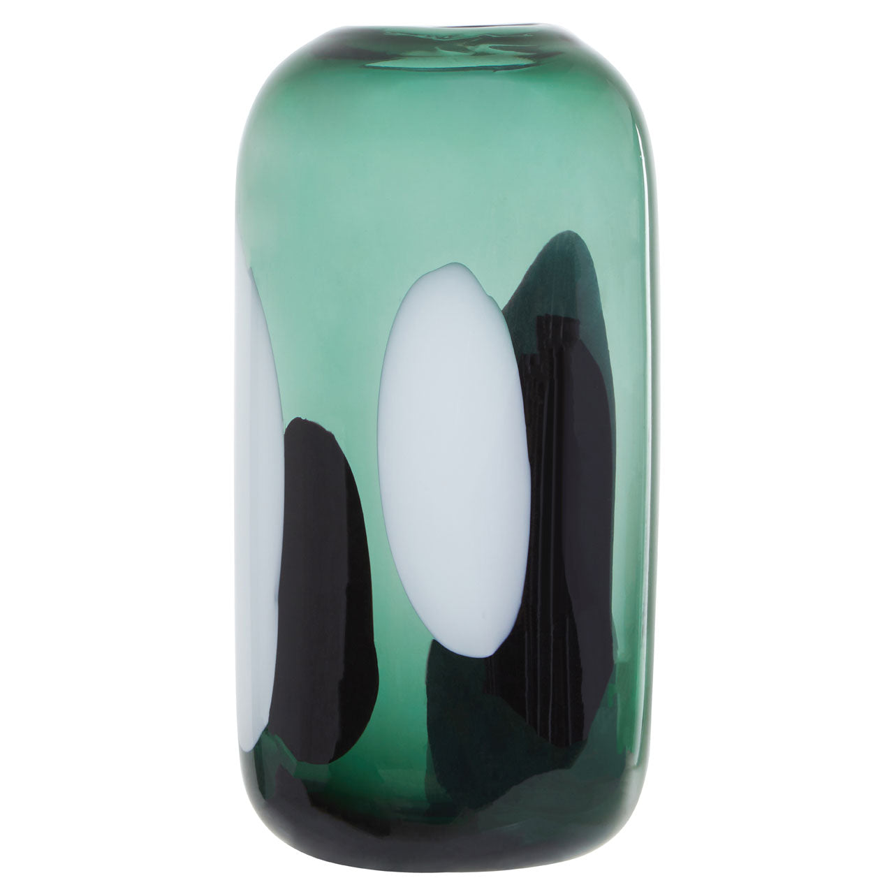 Product photograph of Olivia S Hannah Small Glass Vase In Green Black White from Olivia's.