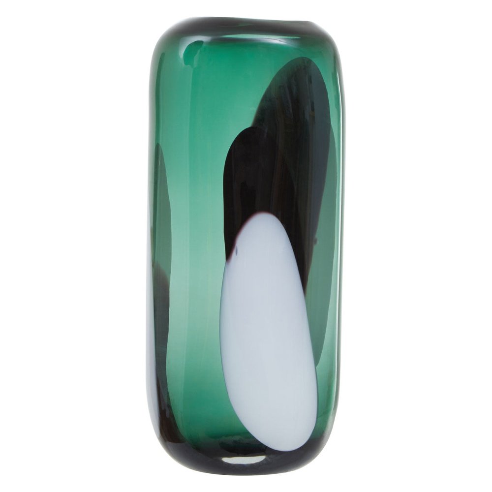 Product photograph of Olivia S Hannah Large Glass Vase In Green Black White from Olivia's