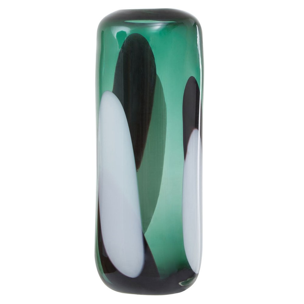 Product photograph of Olivia S Hannah Large Glass Vase In Green Black White from Olivia's.