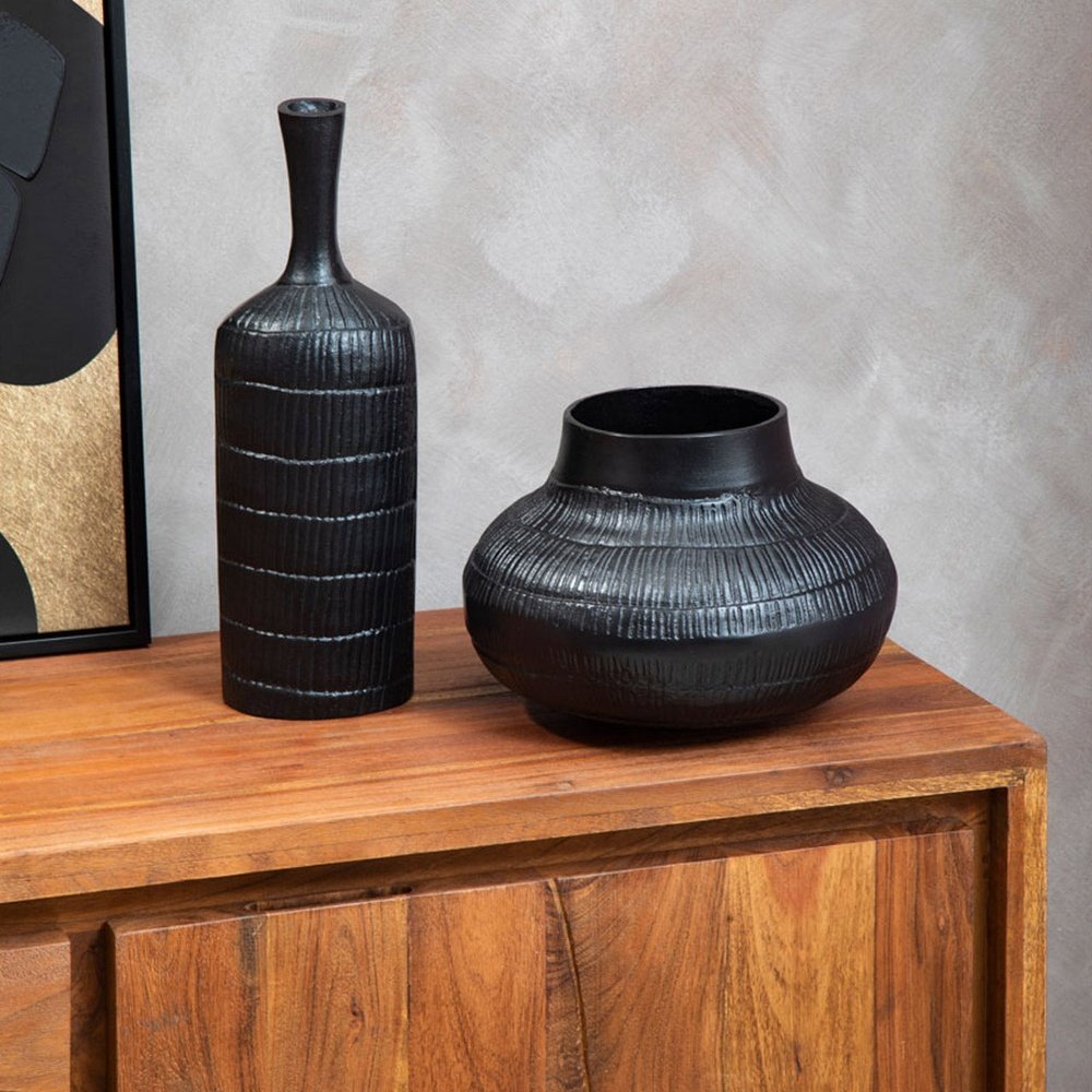 Product photograph of Olivia S Decima Large Rough Bottle Vase In Black from Olivia's.
