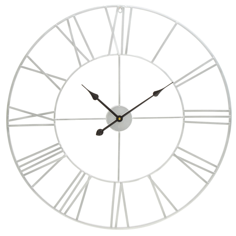 Product photograph of Olivia S Soft Industrial Collection - Geneva Roman Numeral Wall Clock In Silver from Olivia's