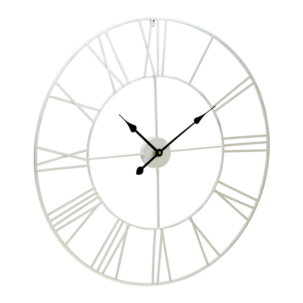 Product photograph of Olivia S Soft Industrial Collection - Geneva Roman Numeral Wall Clock In Silver from Olivia's