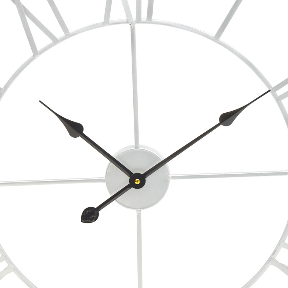 Product photograph of Olivia S Soft Industrial Collection - Geneva Roman Numeral Wall Clock In Silver from Olivia's.