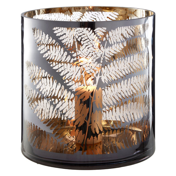 Product photograph of Olivia S Fern Hurricane Candle Holder Grey Large from Olivia's.