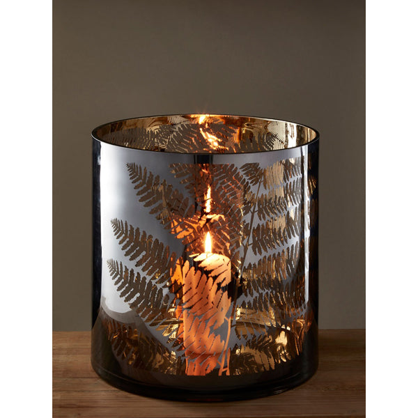 Product photograph of Olivia S Fern Hurricane Candle Holder Grey Large from Olivia's.