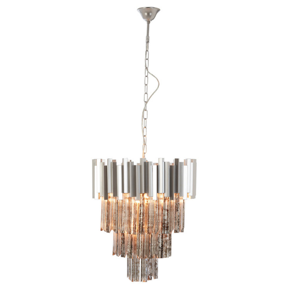 Product photograph of Olivia S Luxe Collection - Penny Nickel Anique Mirror Chandelier Large from Olivia's.