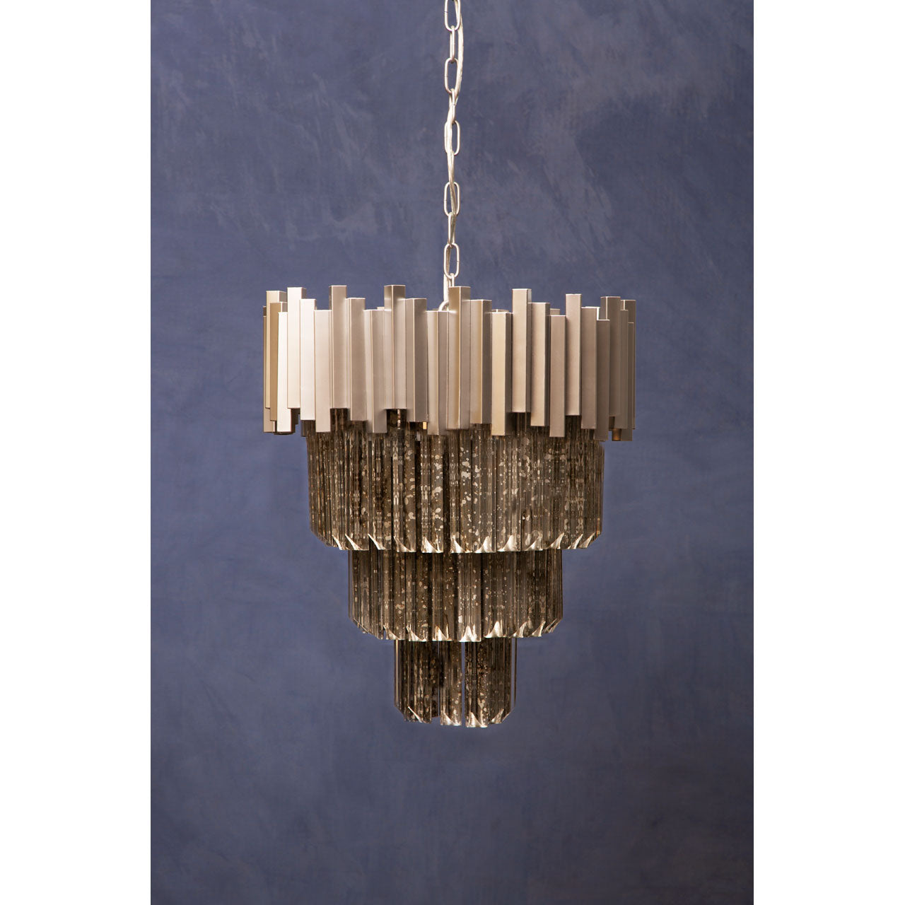 Product photograph of Olivia S Luxe Collection - Penny Nickel Anique Mirror Chandelier Large from Olivia's.