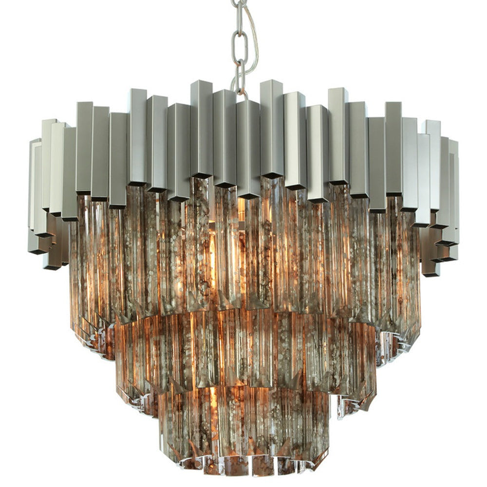 Product photograph of Olivia S Luxe Collection - Penny Nickel Anique Mirror Chandelier Small from Olivia's.
