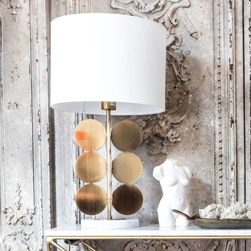 Product photograph of Olivia S Boutique Hotel Collection - Gold Disc Table Lamp from Olivia's.