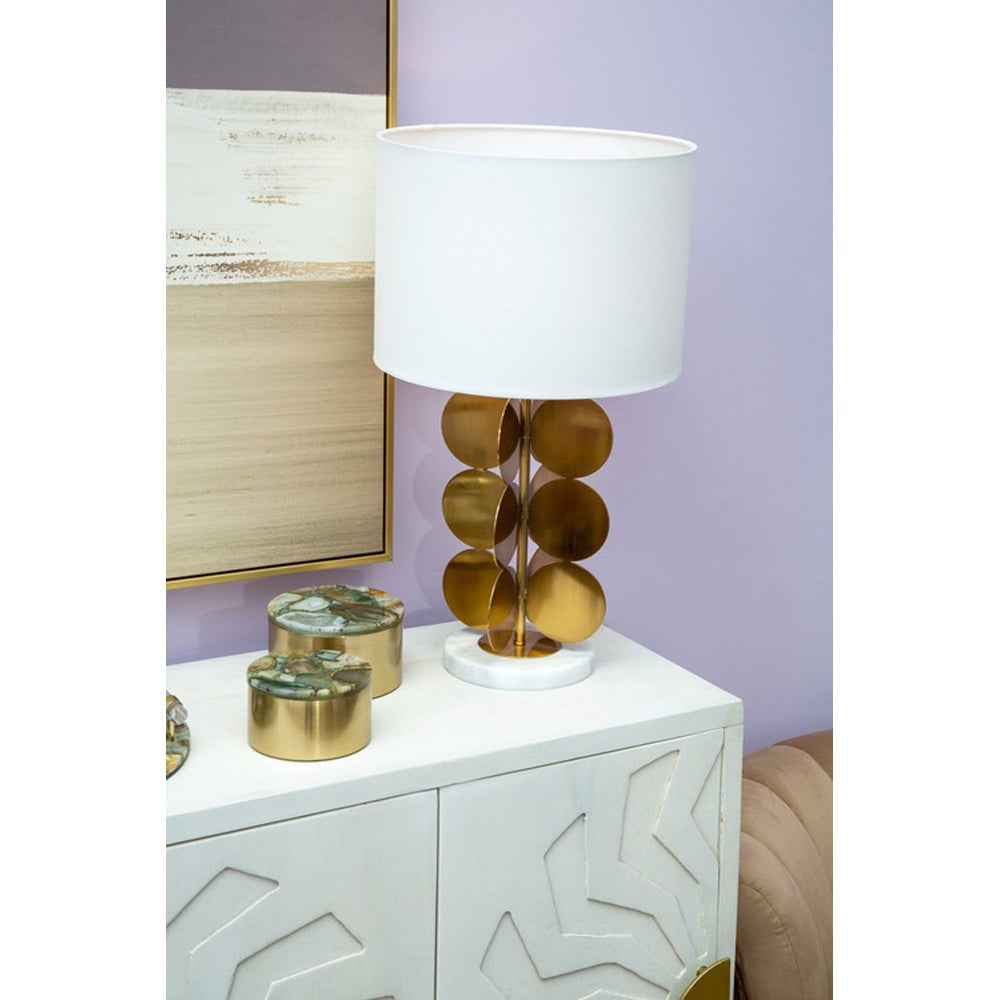 Product photograph of Olivia S Boutique Hotel Collection - Gold Disc Table Lamp from Olivia's.