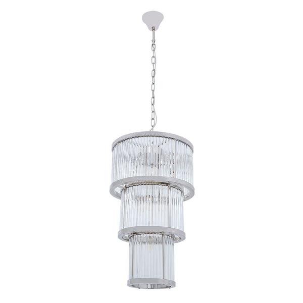 Product photograph of Olivia S Salsa 3 Tier Chandelier Nickel Finish from Olivia's.