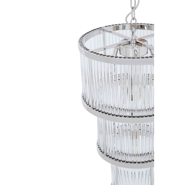 Product photograph of Olivia S Salsa 3 Tier Chandelier Nickel Finish from Olivia's.