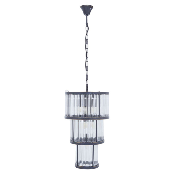 Product photograph of Olivia S Luxe Collection - Salsa Antique 3 Tier Chandelier Black from Olivia's.