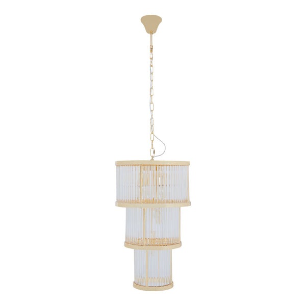 Product photograph of Olivia S Luxe Collection - Salsa 3 Tier Drum Chandelier Gold Finish from Olivia's