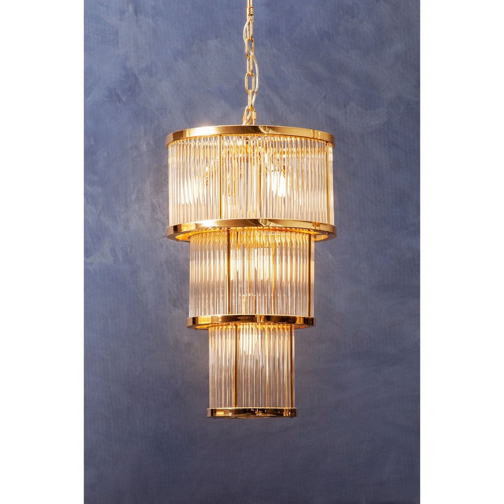 Product photograph of Olivia S Luxe Collection - Salsa 3 Tier Drum Chandelier Gold Finish from Olivia's.