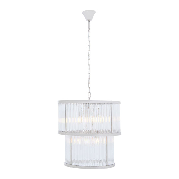 Product photograph of Olivia S Salsa 2 Tier Chandelier Nickel Finish from Olivia's