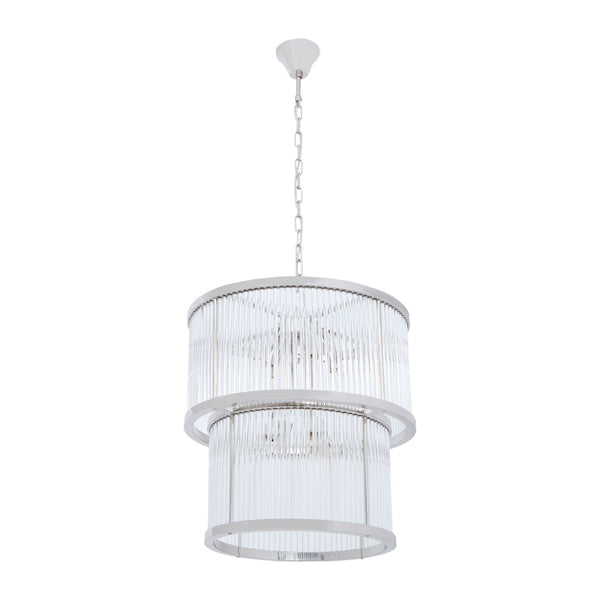 Product photograph of Olivia S Salsa 2 Tier Chandelier Nickel Finish from Olivia's.