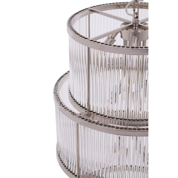 Product photograph of Olivia S Salsa 3 Tier Drum Chandelier Nickel Finish from Olivia's.