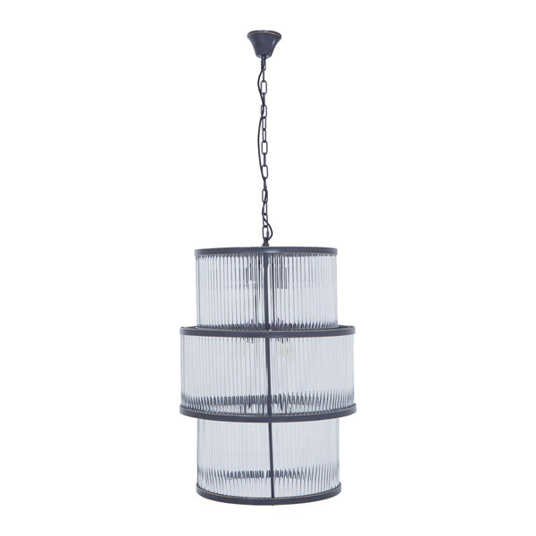 Product photograph of Olivia S Luxe Collection - Salsa Antique 3 Tier Drum Chandelier Black from Olivia's.