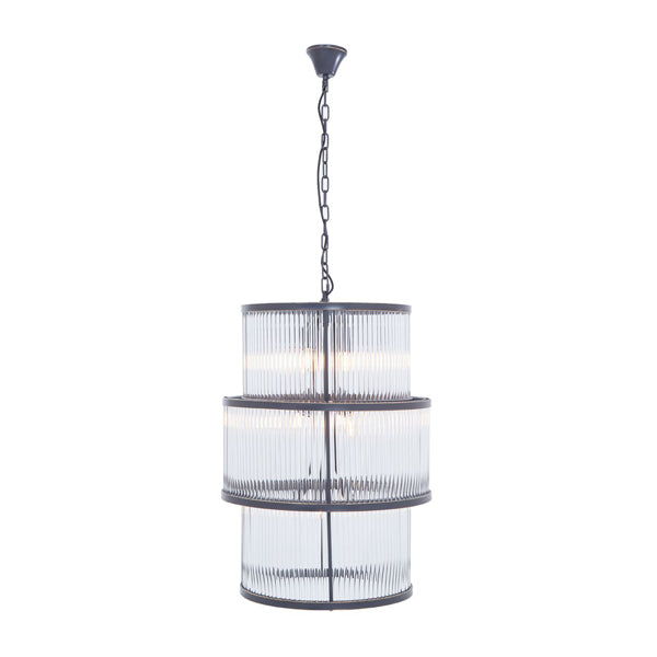 Product photograph of Olivia S Luxe Collection - Salsa Antique 3 Tier Drum Chandelier Black from Olivia's